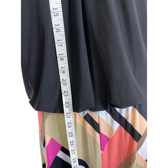 Dressbarn Sleeveless Wide Leg Jumpsuit Black Colorful Gold Collar Women's Size L - Picture 6 of 10